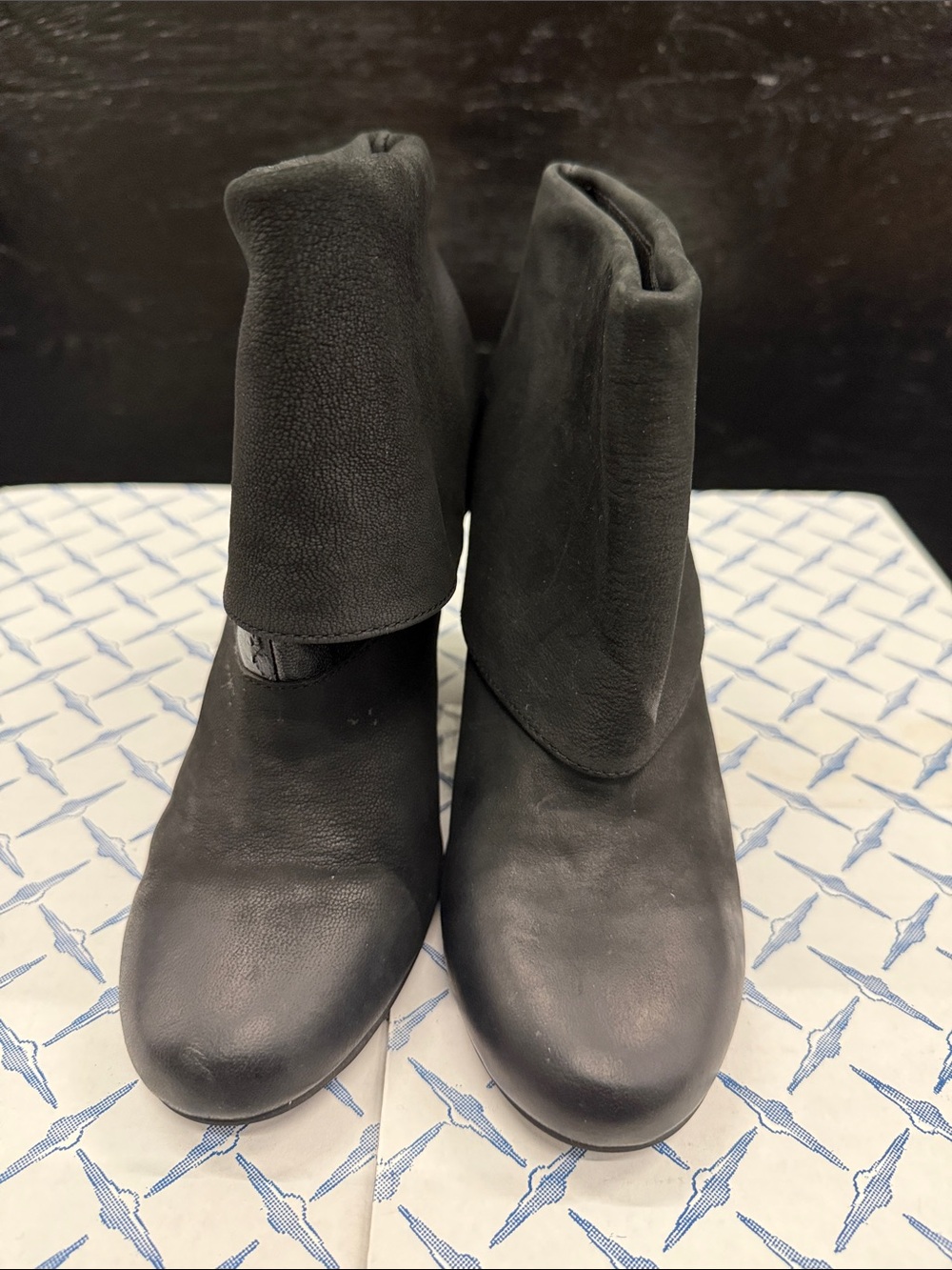 Ash Black Fold-Over Ankle Booties